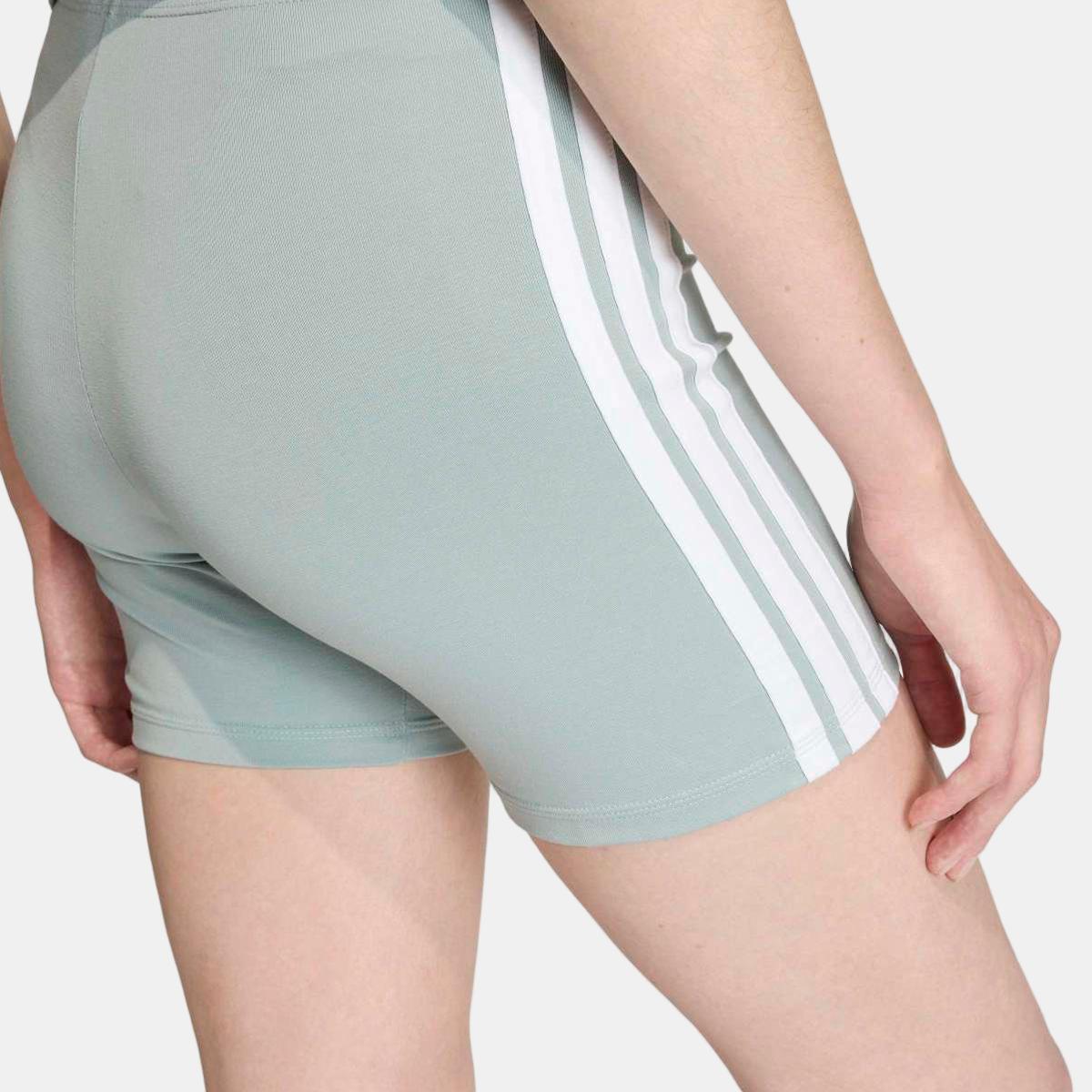 Leggings Tipo Calções de Mulher Essentials High Waisted Biker 3 Faixas Verde-5