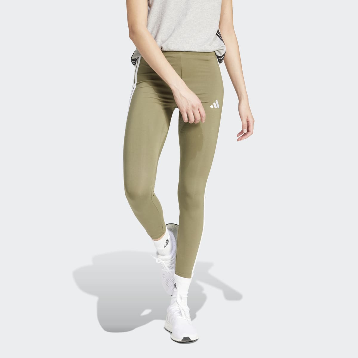 Leggings de Mulher Essentials Cotton 3 Faixas Verde-1