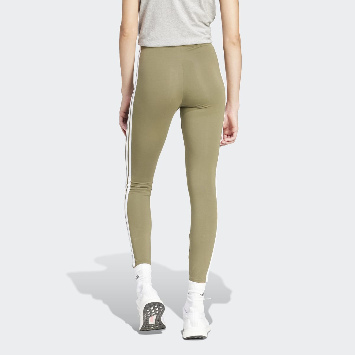 Leggings de Mulher Essentials Cotton 3 Faixas Verde-2