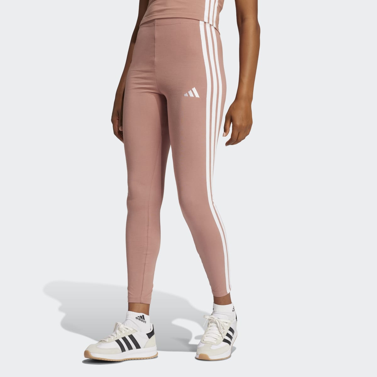 Leggings de Mulher Essentials Cotton 3 Faixas Rosa-1