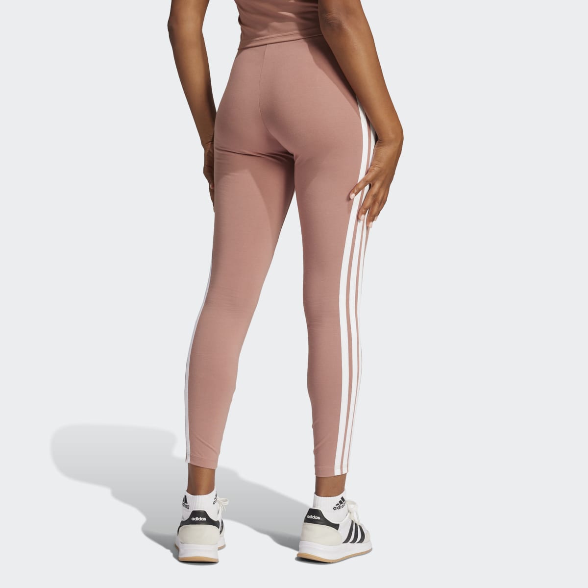 Leggings de Mulher Essentials Cotton 3 Faixas Rosa-2