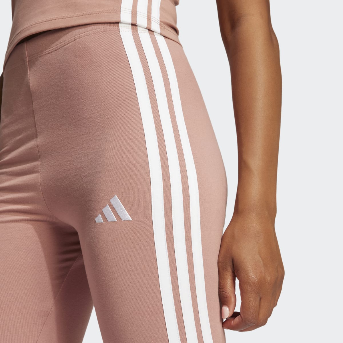 Leggings de Mulher Essentials Cotton 3 Faixas Rosa-3