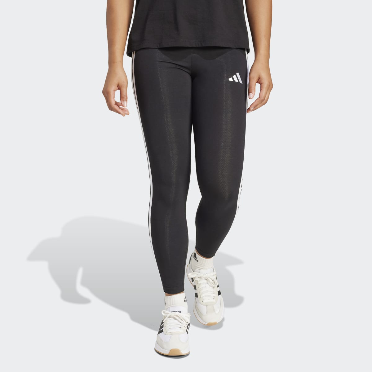 Leggings de Mulher Essentials Cotton 3 Faixas Preto-1