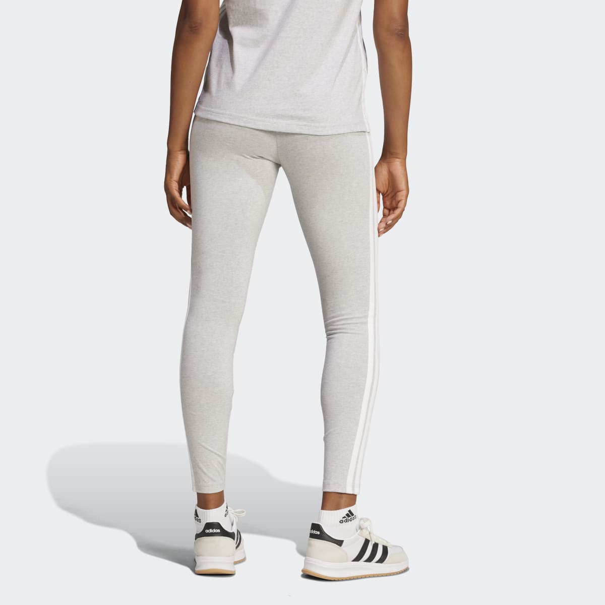 Leggings de Mulher Essentials Cotton 3 Faixas Cinzento-2
