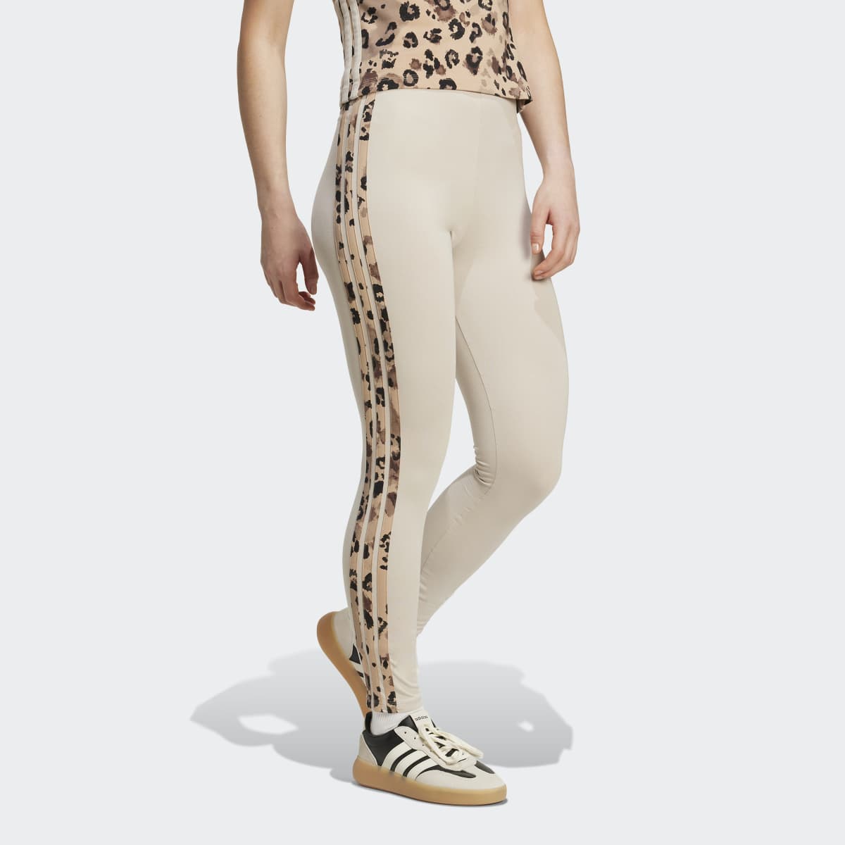Leggings de Mulher 3 Faixas com Animal Print Cinzento-3