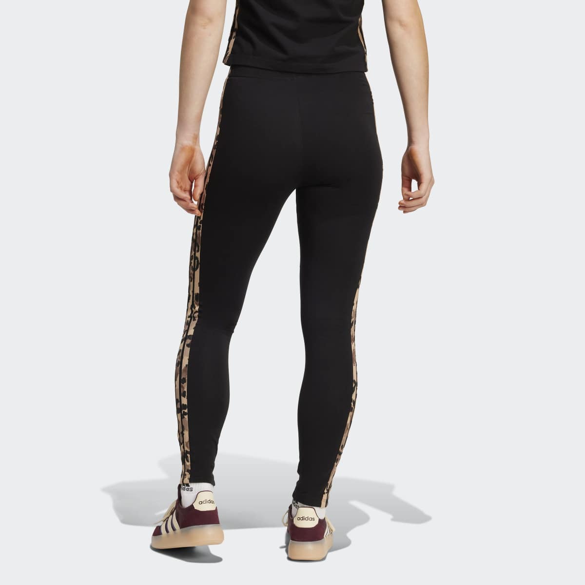 Leggings de Mulher 3 Faixas com Animal Print Preto-2