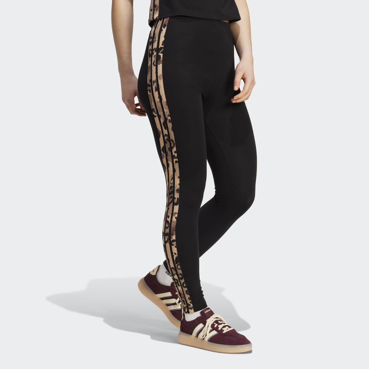 Leggings de Mulher 3 Faixas com Animal Print Preto-3