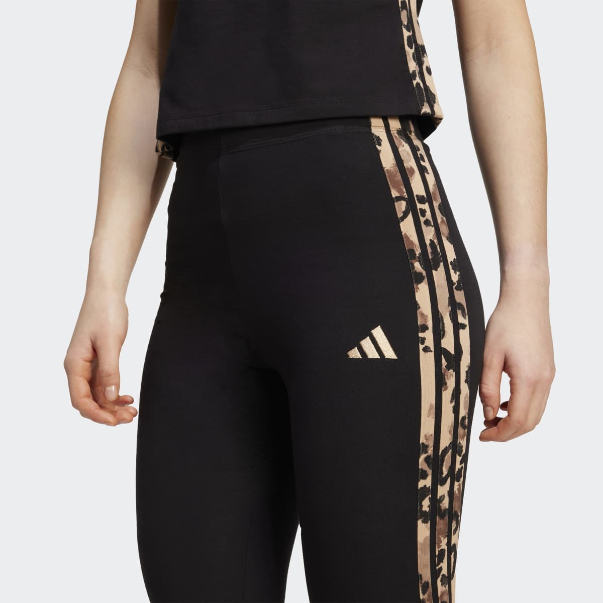 Leggings de Mulher 3 Faixas com Animal Print Preto-4