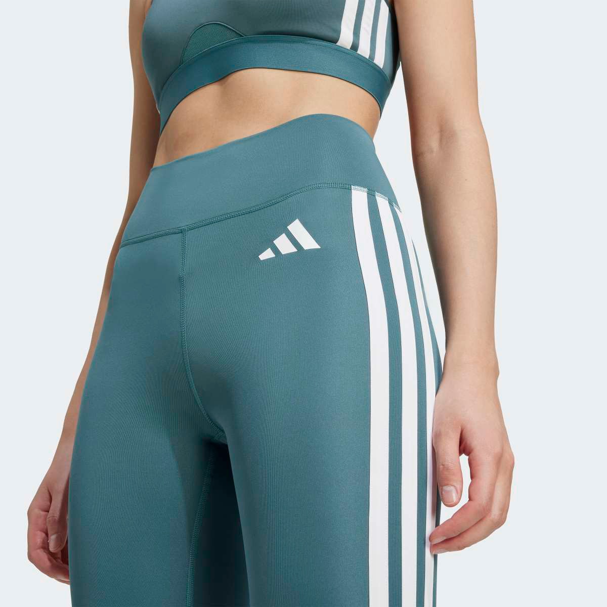 Leggings de Mulher 7/8 Optime Essentials 3 Faixas Verde-4
