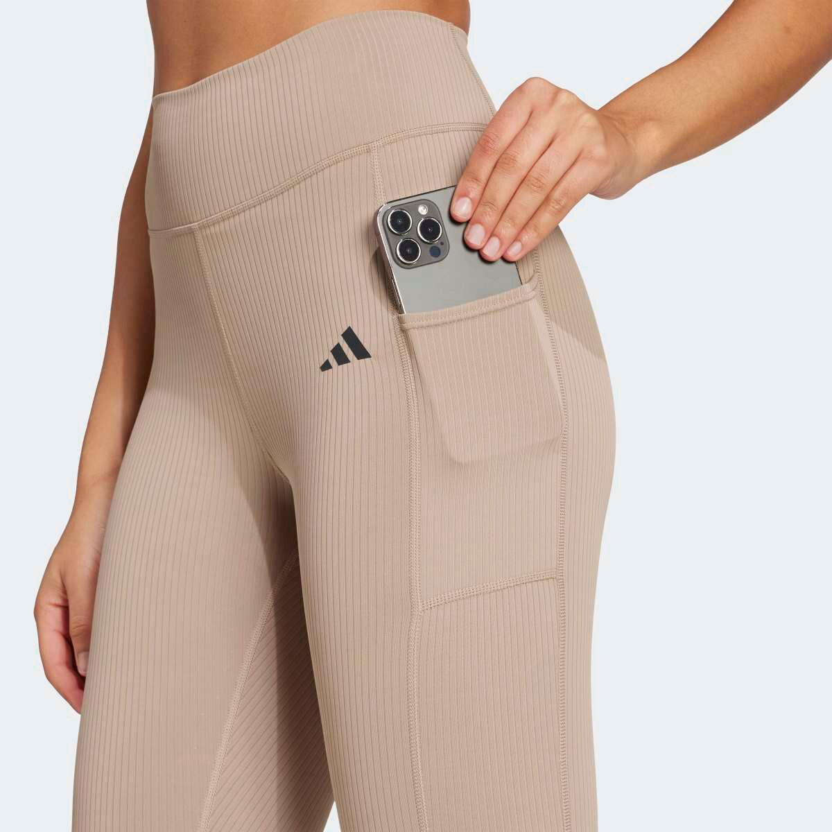 Leggings de Mulher 7/8 Optime Rib Castanho-3