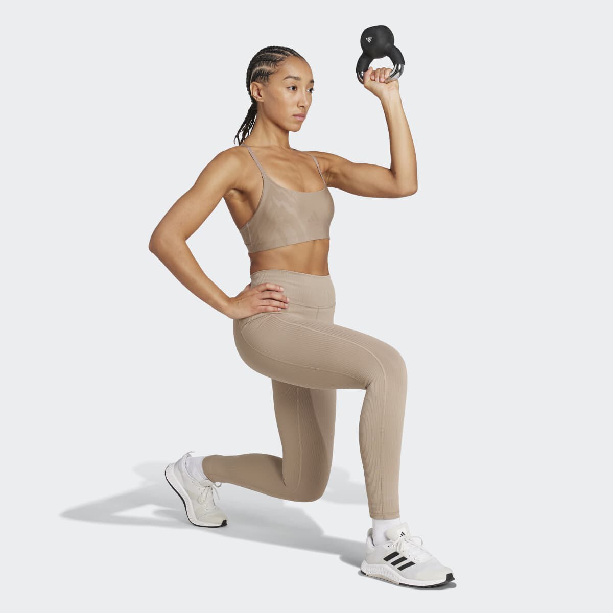 Leggings de Mulher 7/8 Optime Rib Castanho-5