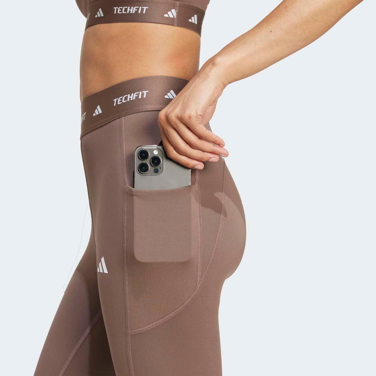 Leggings de Mulher Techfit Stash Pocket Castanho-4