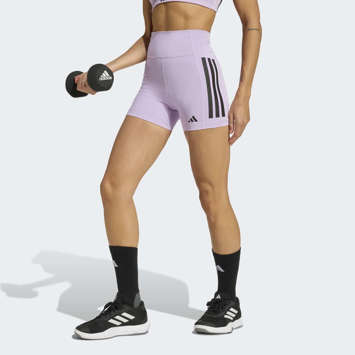 Leggings de Mulher Optime 3-Stripes 1/4 Short Violeta-3