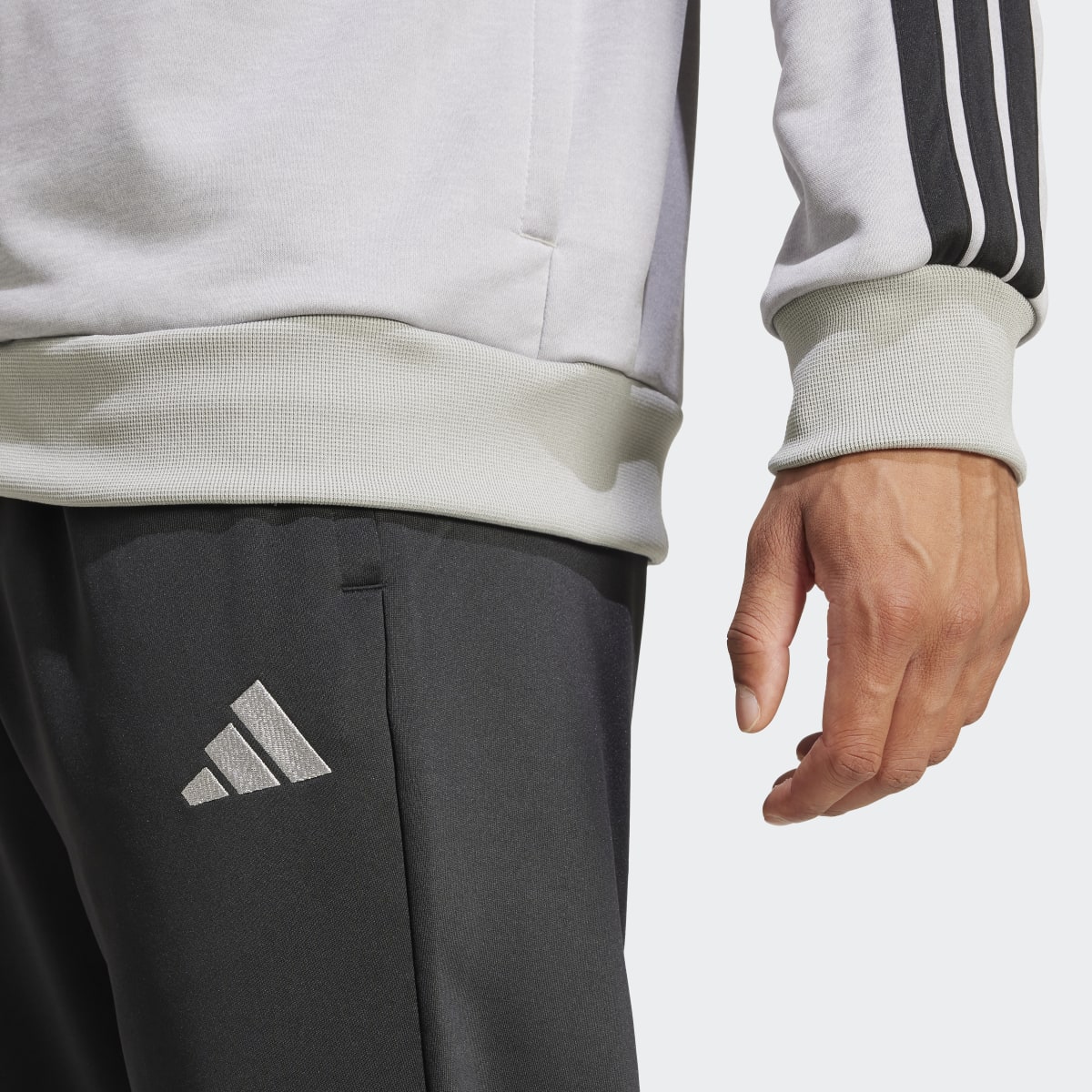 Fato de Treino de Homem Sportswear Basic French Terry 3 Faixas Cinzento-4