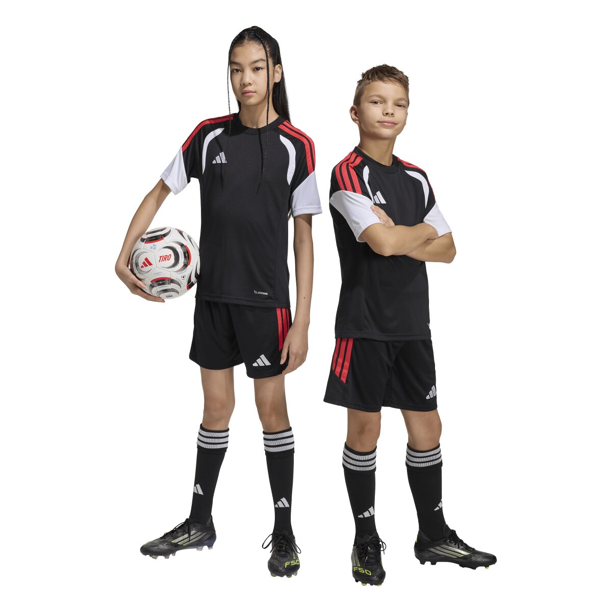 Calções de Criança Tiro 26 League Preto / Vermelho-7