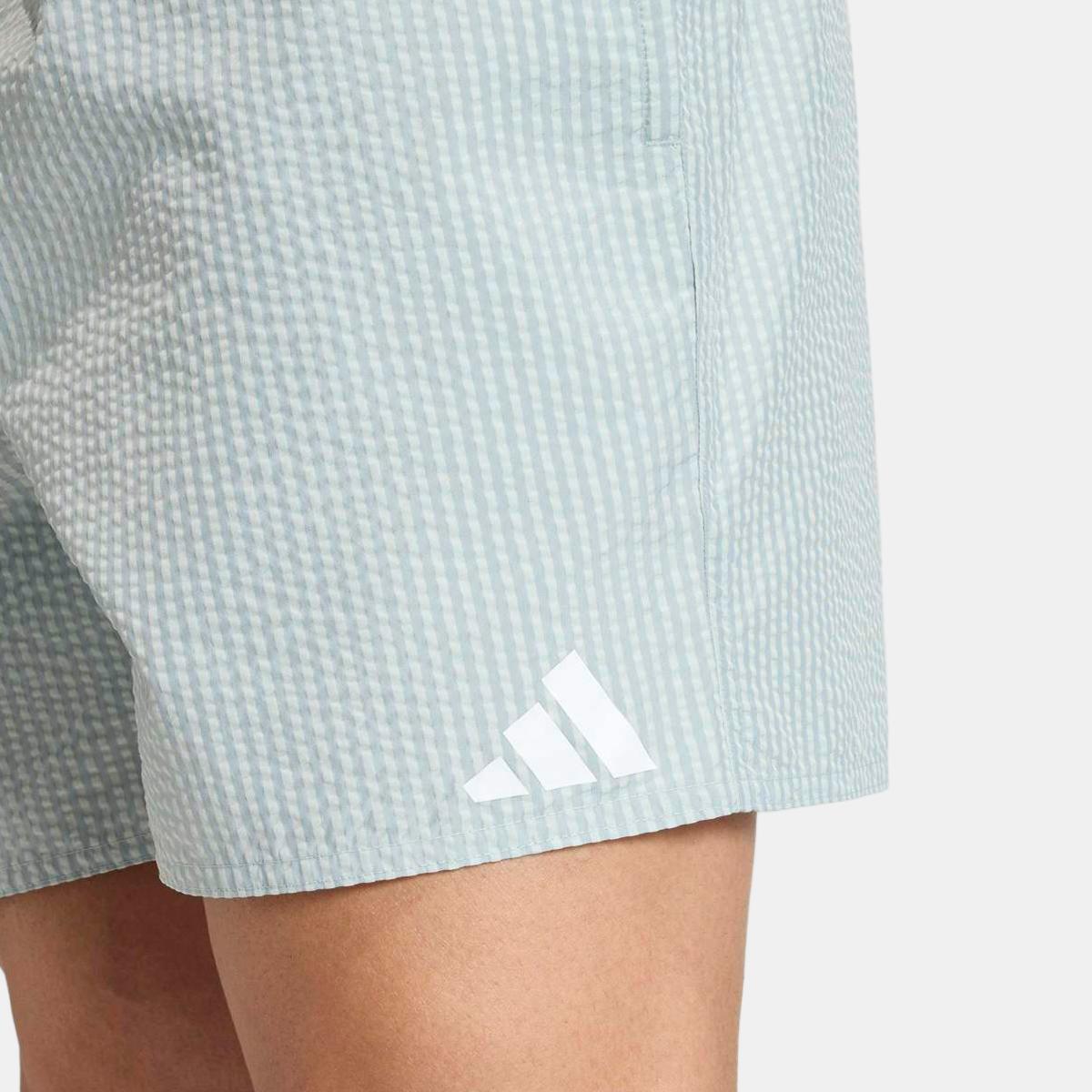 Calções de Banho de Homem 12,7 cm Seersucker Stripy Verde-5