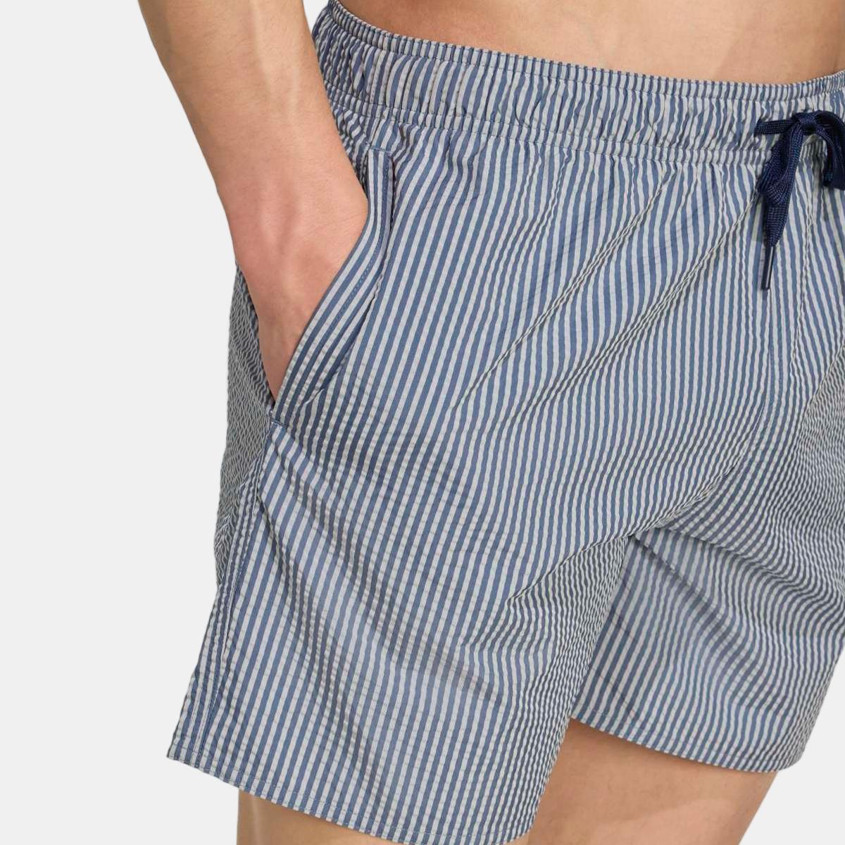 Calções de Banho de Homem 12,7 cm Seersucker Stripy Branco-4