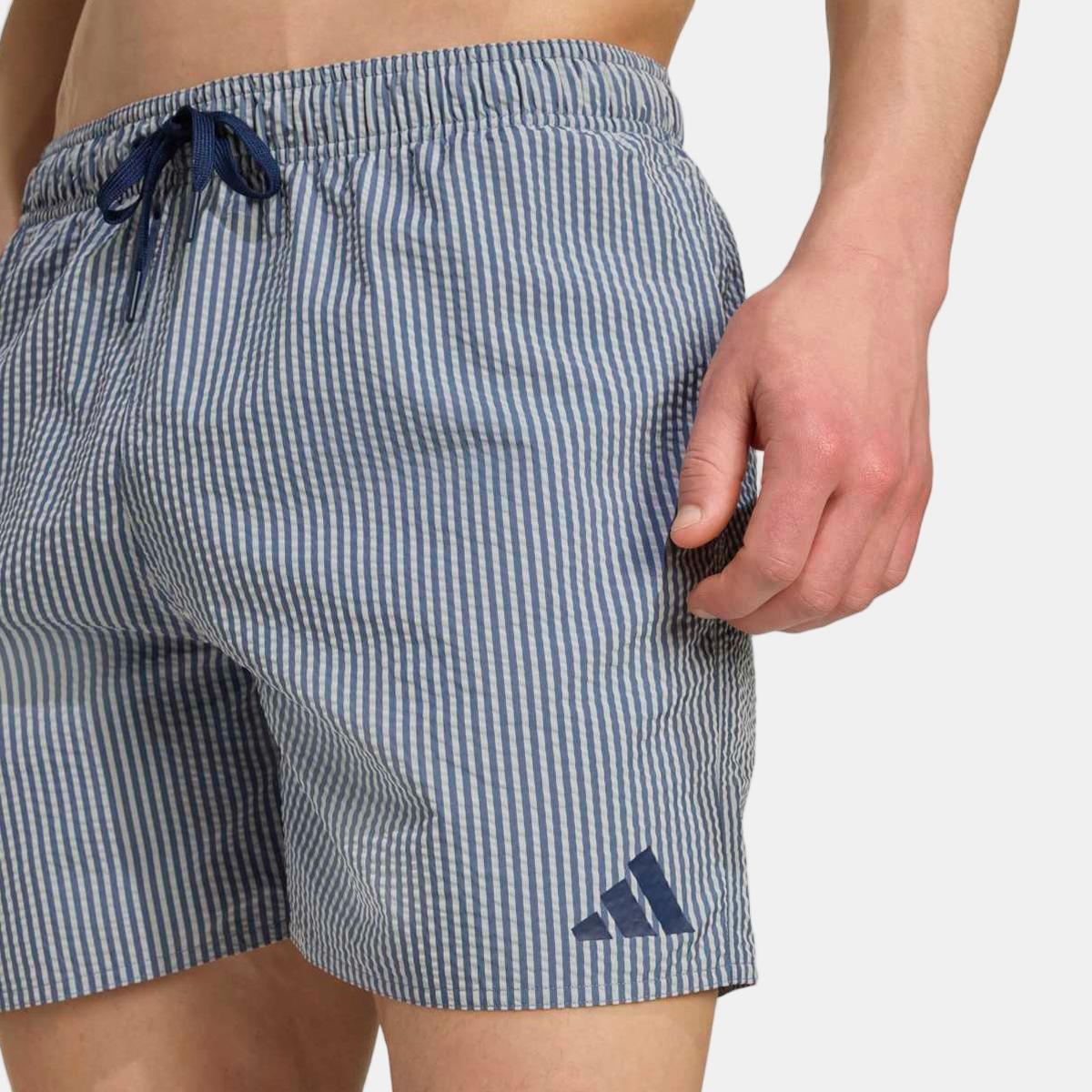 Calções de Banho de Homem 12,7 cm Seersucker Stripy Branco-5