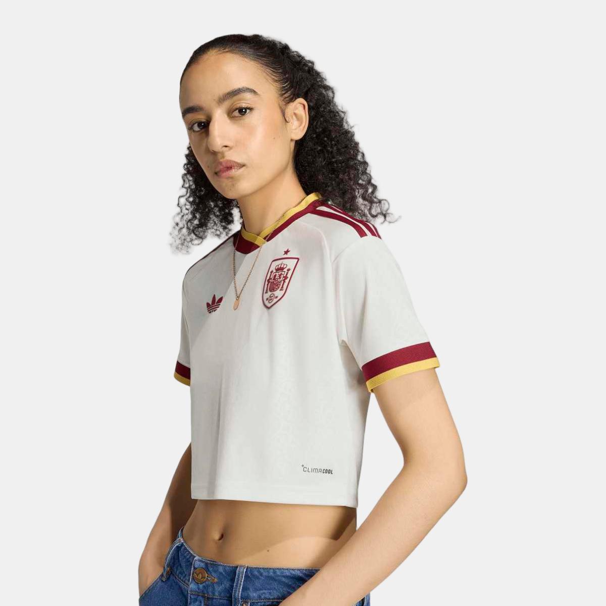 T-shirt de Mulher 2.º Equipamento Espanha Mundial 2026 Crop Originals Branco-3