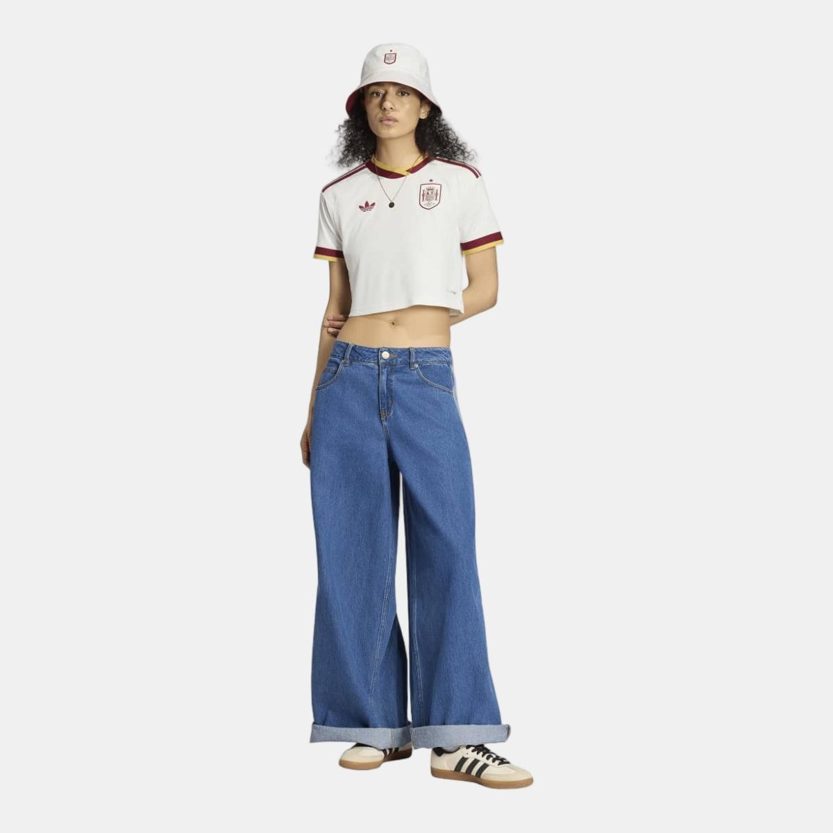 T-shirt de Mulher 2.º Equipamento Espanha Mundial 2026 Crop Originals Branco-5