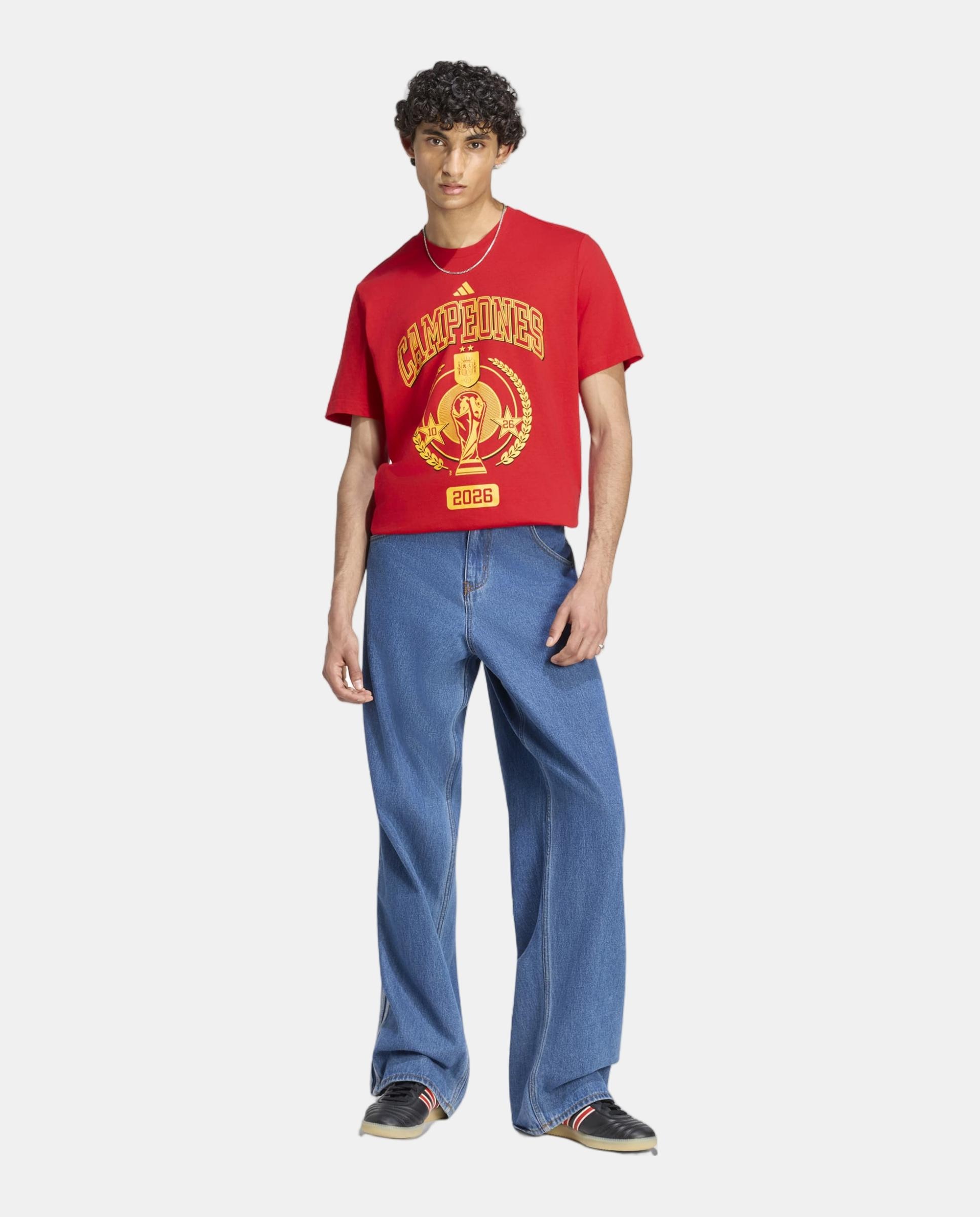 T-Shirt de Adulto Espanha Winner Mundial 2026 Adidas Vermelho-5
