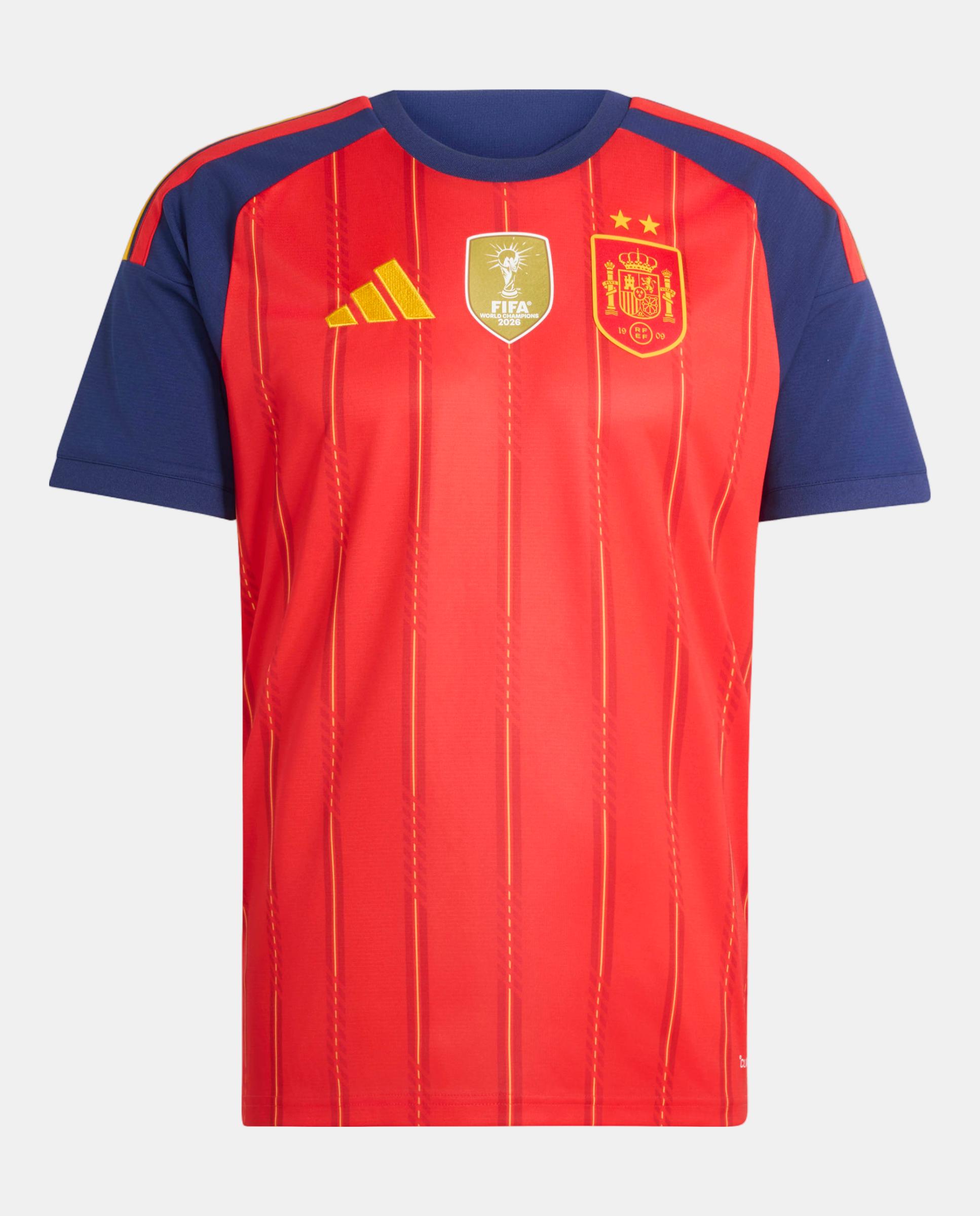 T-Shirt de Homem 1º Equipamento Espanha 2 Estrelas Adidas Vermelho / Azul-marinho-6