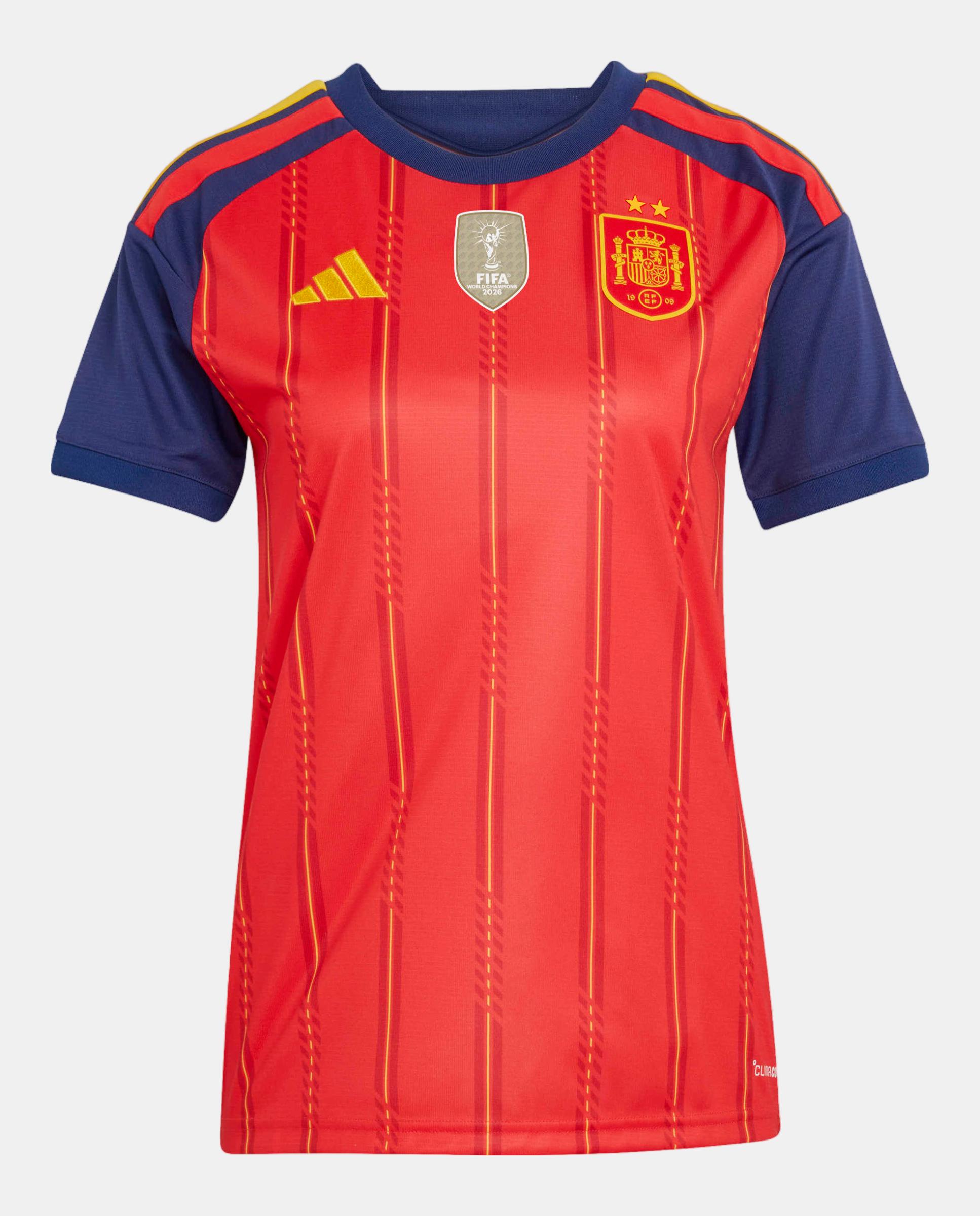 T-Shirt de Mulher 1º Equipamento Espanha 2 Estrelas Adidas Vermelho / Azul-marinho-3