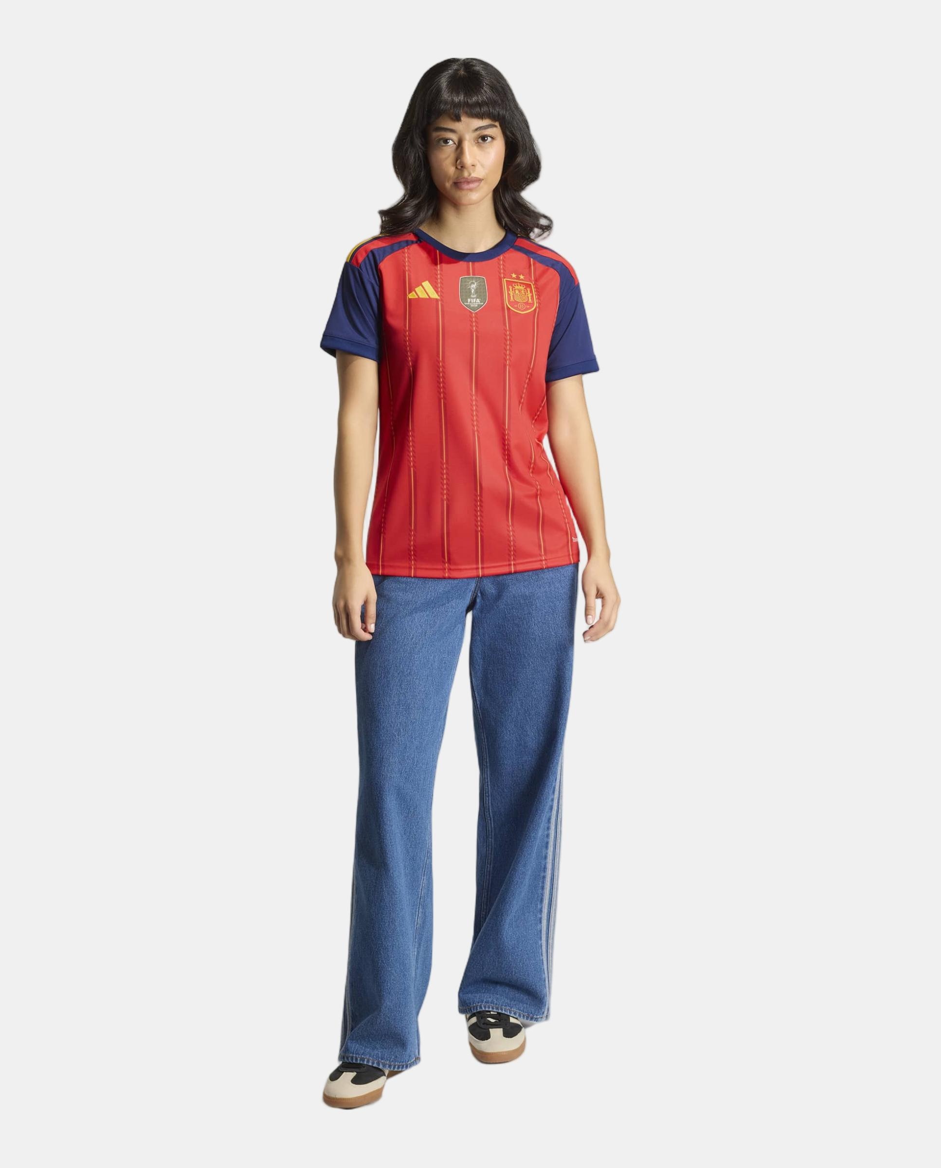 T-Shirt de Mulher 1º Equipamento Espanha 2 Estrelas Adidas Vermelho / Azul-marinho-5