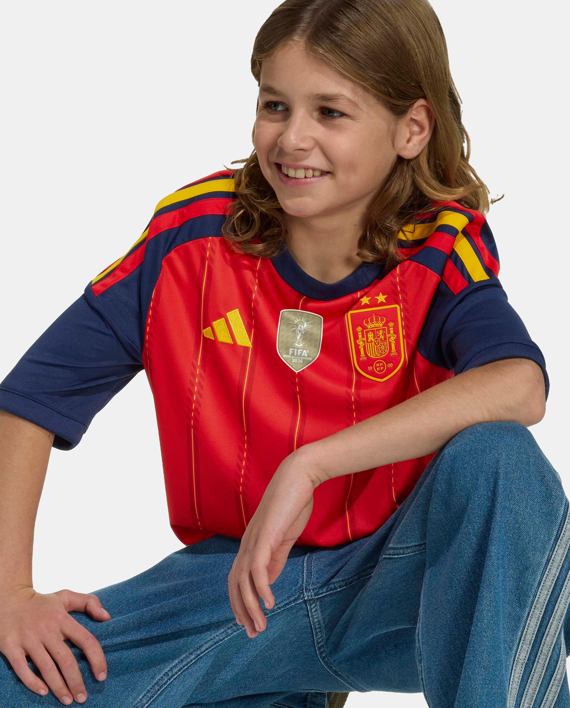 T-Shirt de Criança 1º Equipamento Espanha 2 Estrelas Adidas Vermelho / Azul-marinho-7