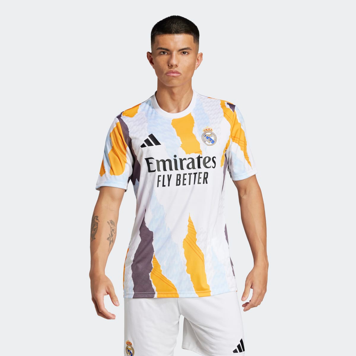T-shirt de Aquecimento de Homem Real Madrid 24/25 Branco-1