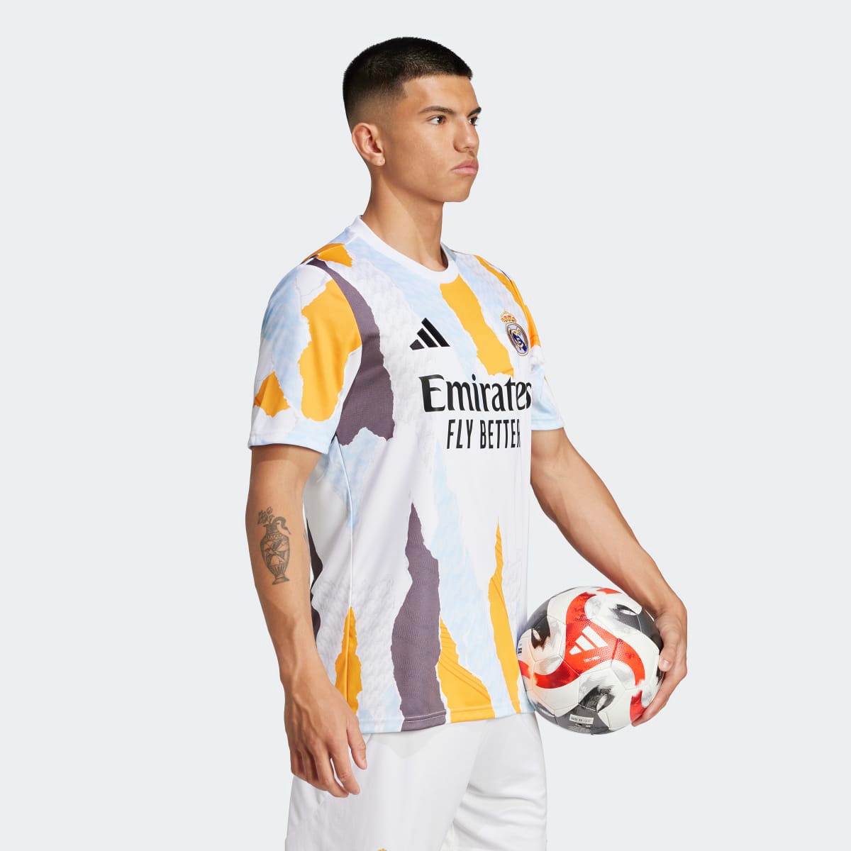 T-shirt de Aquecimento de Homem Real Madrid 24/25 Branco-3