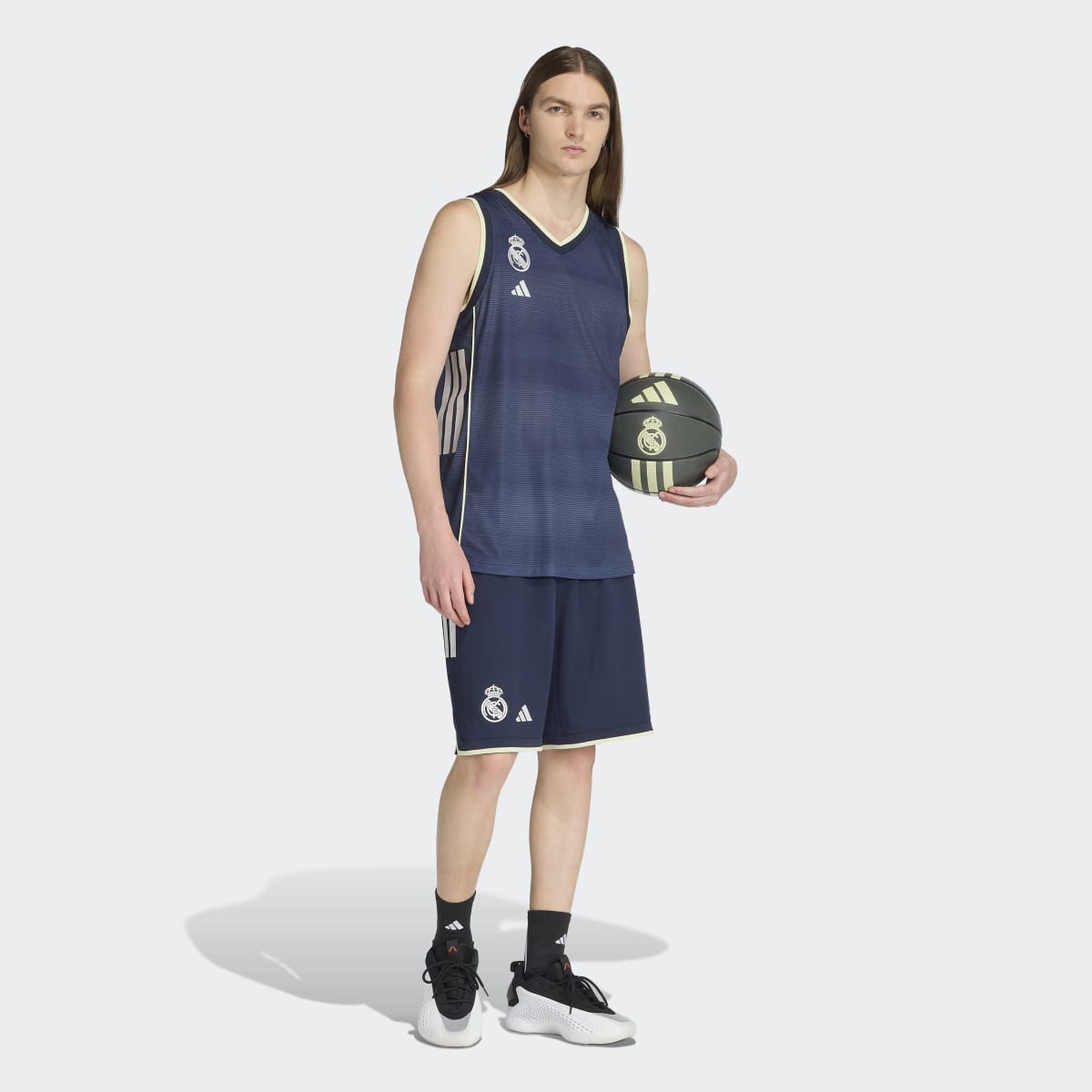 T-shirt de Homem 2.º Equipamento Real Madrid Basquetebol 2025-2026 Azul-acinzentado-5