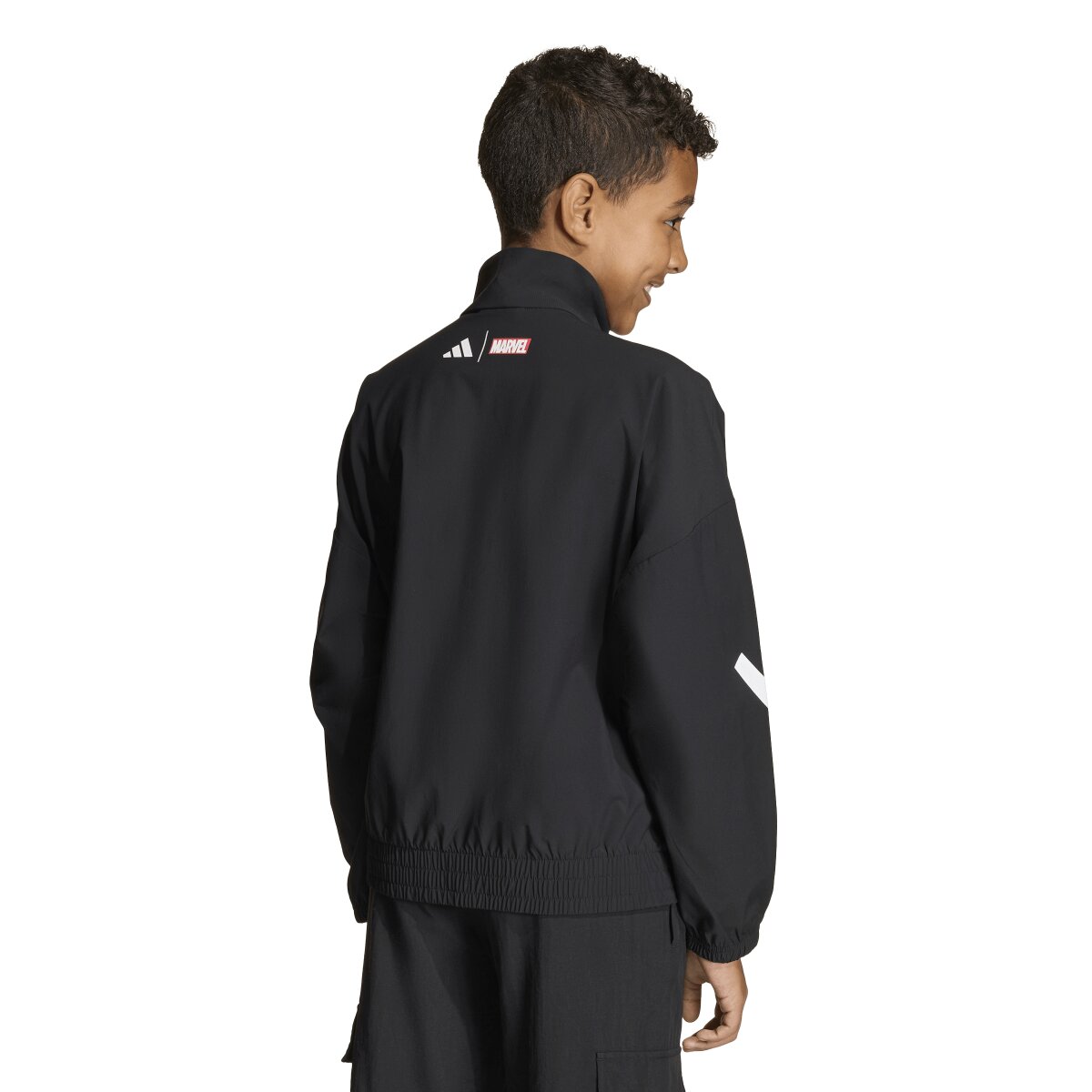 Sweatshirt de Criança Real Madrid CF 2025-2026 Pre Match Marvel Avengers Z.N.E. Anthem Jacket Preto-3