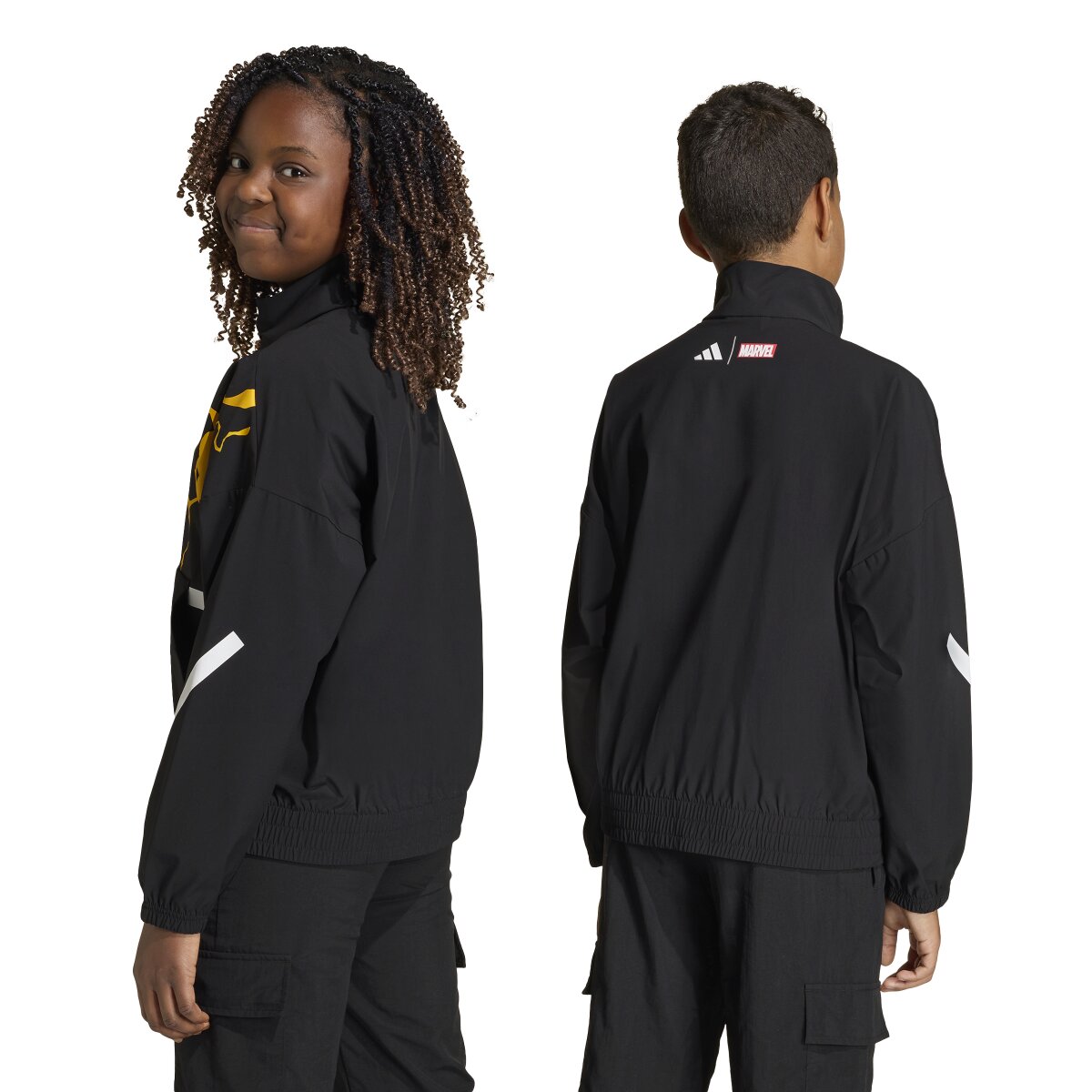 Sweatshirt de Criança Real Madrid CF 2025-2026 Pre Match Marvel Avengers Z.N.E. Anthem Jacket Preto-7