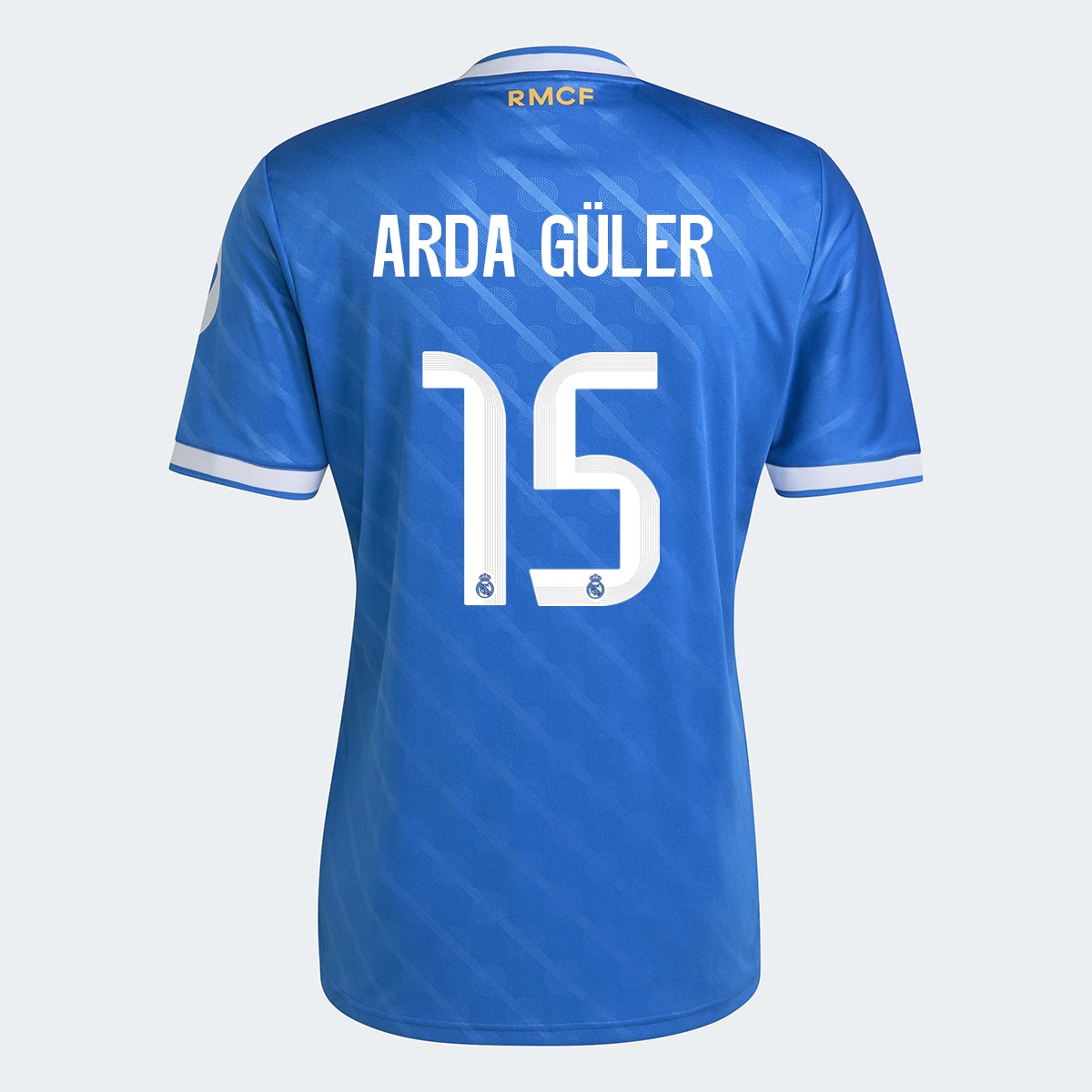 T-shirt de Homem 3.º Equipamento Real Madrid CF 2025-2026 Arda Güler 15 Azul Céu-1