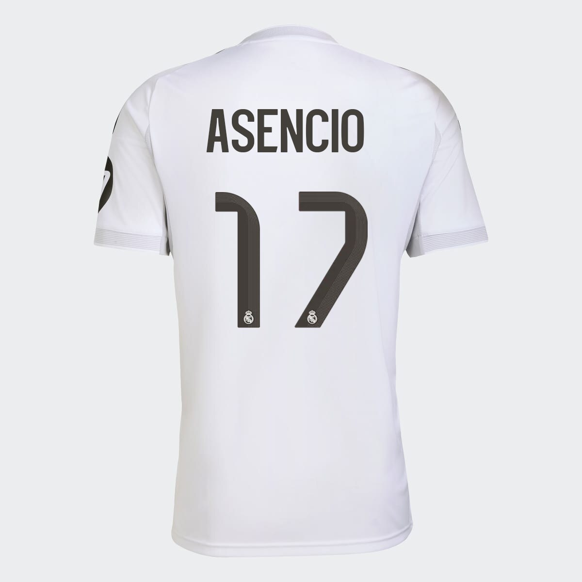 T-shirt de Menino 1.º Equipamento Real Madrid CF 2025-2026 Asencio Branco-1