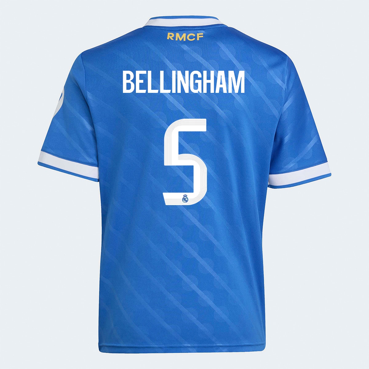 T-shirt de Menino 3.º Equipamento Real Madrid CF 2025-2026 Bellingham 5 Azul Céu-1