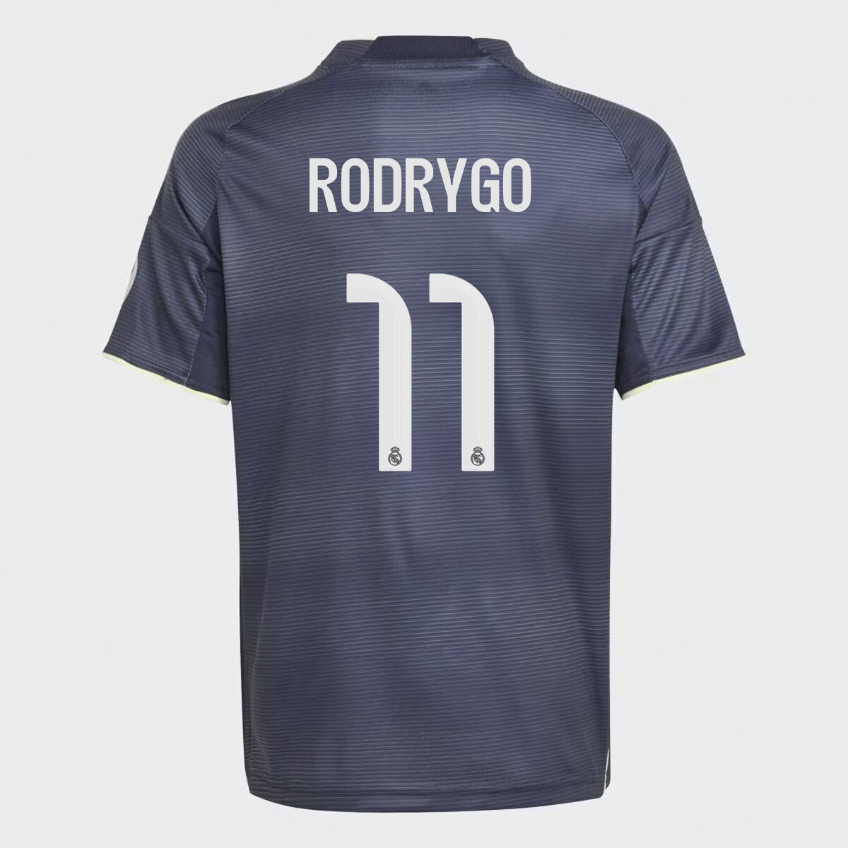 T-shirt de Menino 2.º Equipamento Real Madrid CF 2025-2026 Rodrygo 11 Azul Céu-1