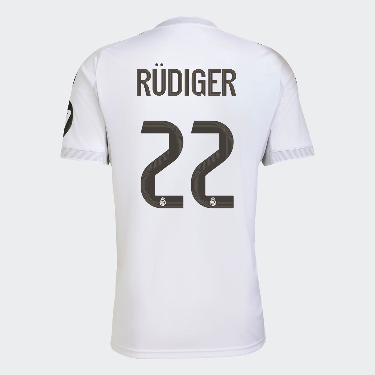T-shirt de Homem 1.º Equipamento Real Madrid CF 2025-2026 Rudiger 22 Branco-1