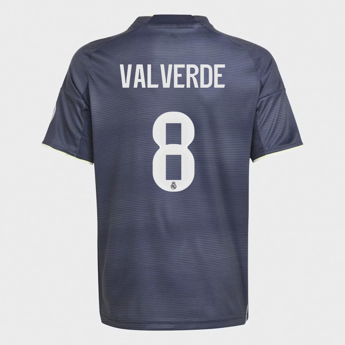 T-shirt de Menino 2.º Equipamento Real Madrid CF 2025-2026 Valverde 8 Azul Céu-1