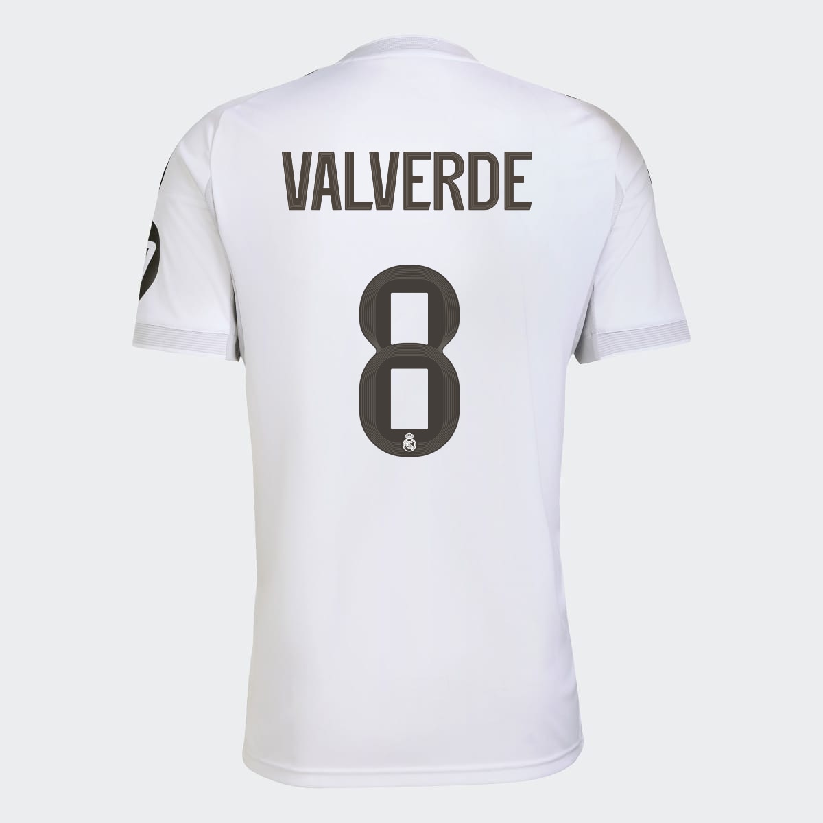 T-shirt de Homem 1.º Equipamento Real Madrid CF 2025-2026 Valverde 8 Branco-1