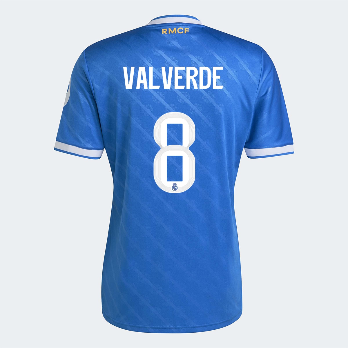 T-shirt de Homem 3.º Equipamento Real Madrid CF 2025-2026 Valverde 8 Azul Céu-1