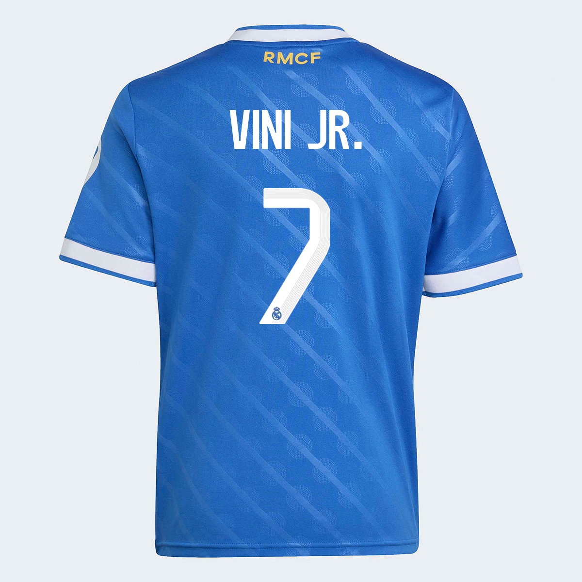 T-shirt de Menino 3.º Equipamento Real Madrid CF 2025-2026 Vini Jr  7 Azul Céu-1