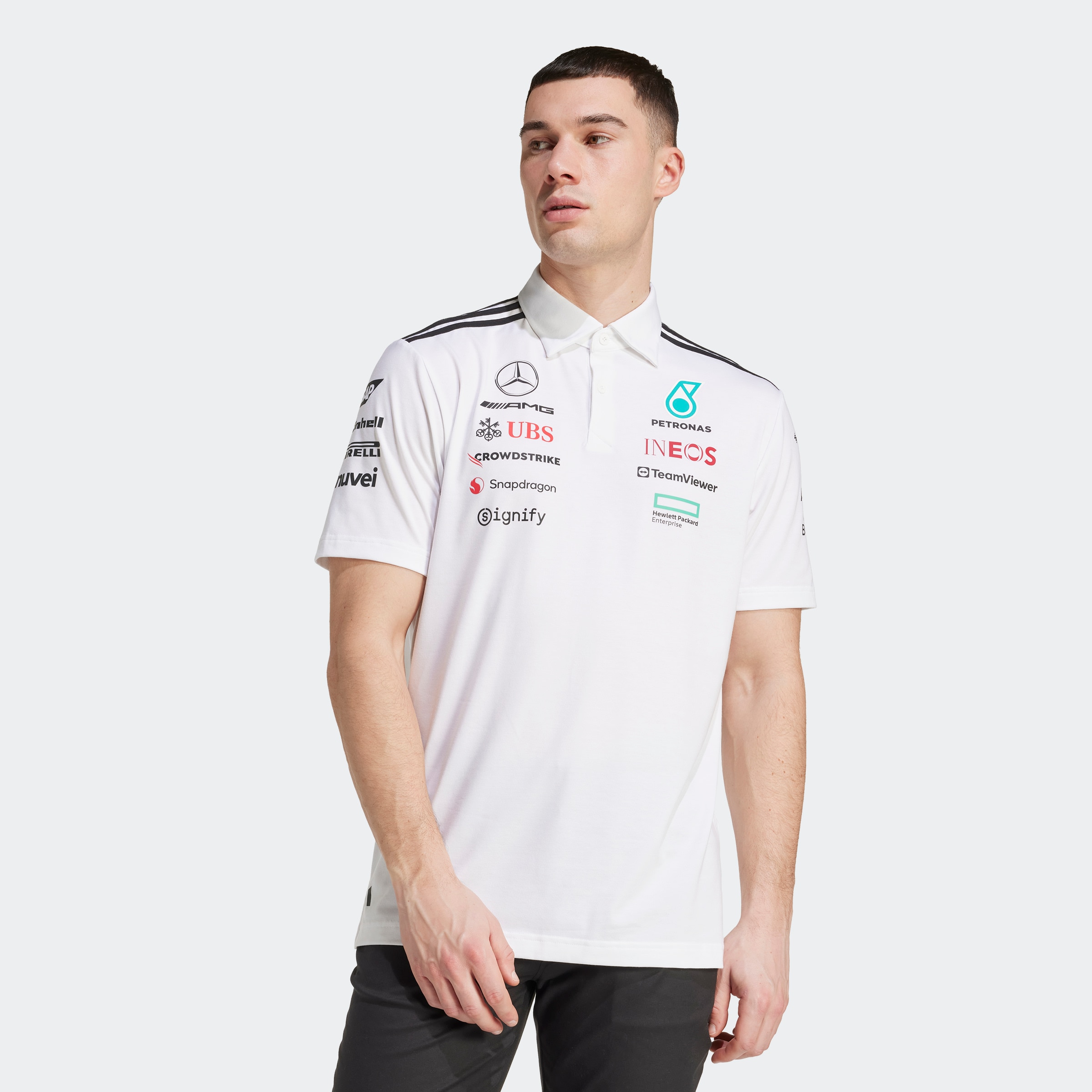 Polo de Homem Mercedes - AMG Petronas Equipa de Fórmula 1 Branco-1
