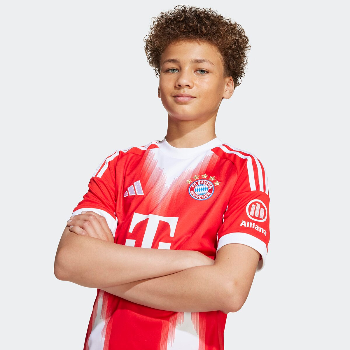 T-shirt de Criança 1.º Equipamento FC Bayern Munich 2025-2026 Vermelho / Branco-4