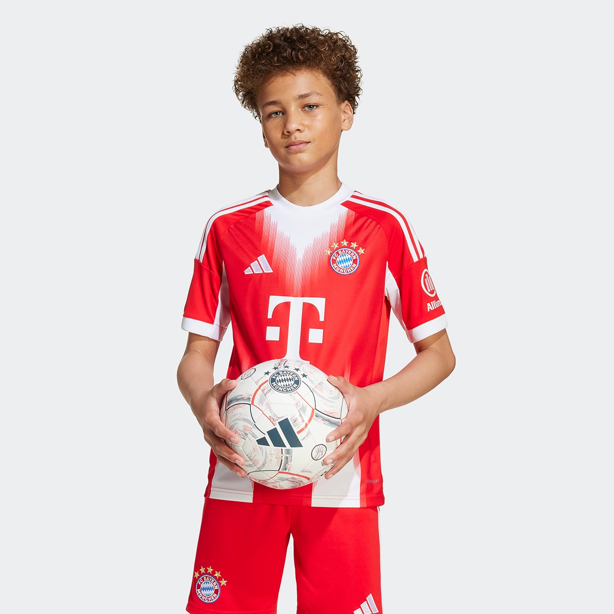 T-shirt de Criança 1.º Equipamento FC Bayern Munich 2025-2026 Vermelho / Branco-6