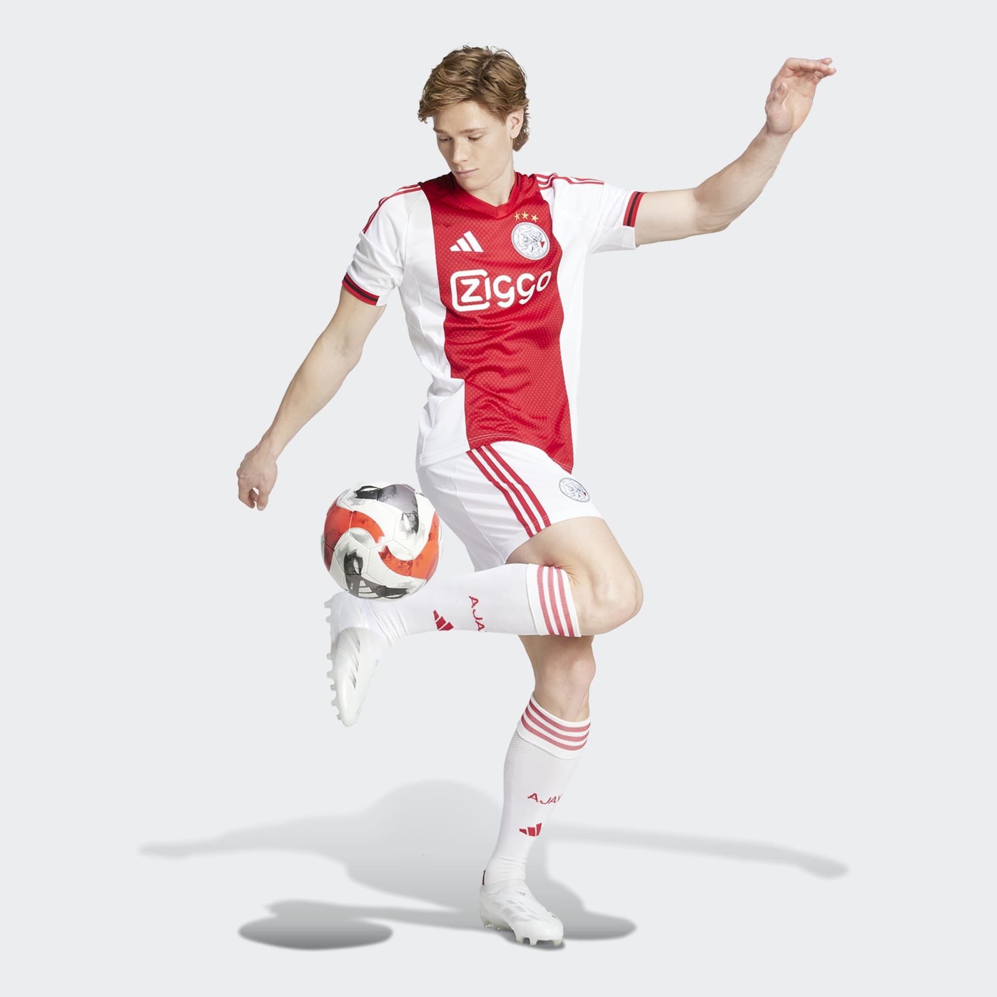T-shirt de Homem 1.º Equipamento Ajax FC 2025-2026 Vermelho / Branco-3