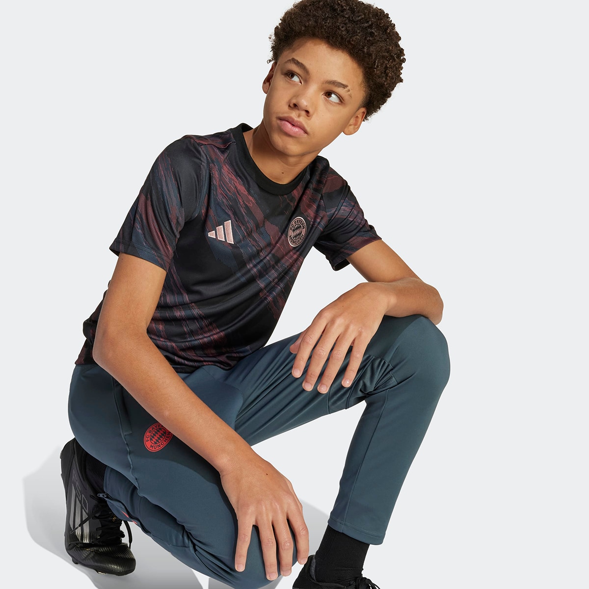 T-shirt de Criança FC Bayern Munich 2025-2026 Aquecimento Preto-4