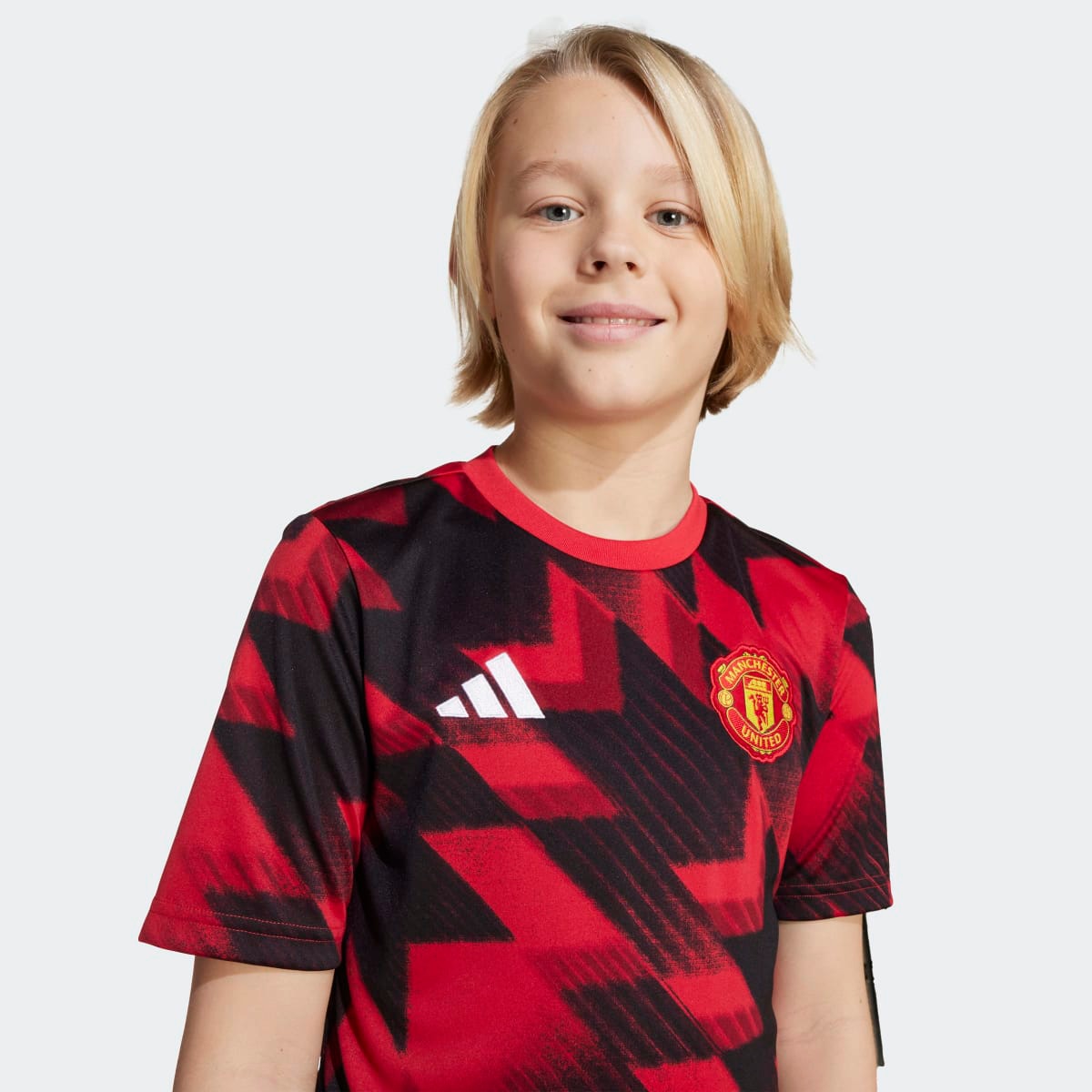 T-shirt de Criança Manchester United FC 2025-2026 Aquecimento Vermelho / Preto-3