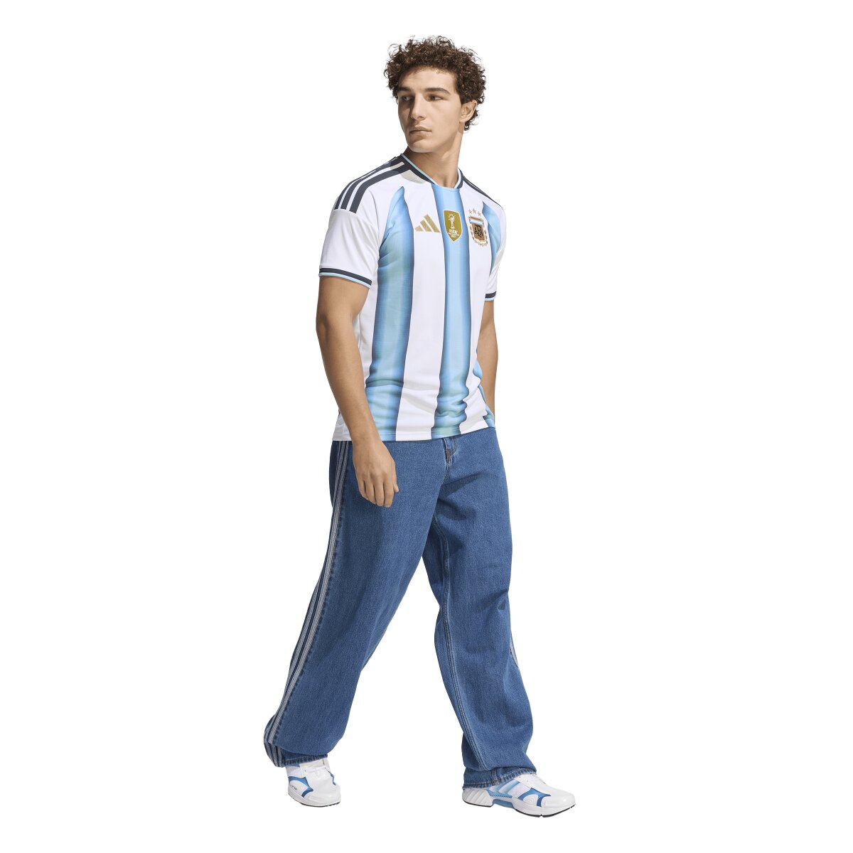 T-shirt de Homem 1.º Equipamento Argentina Mundial 2026 Branco / Azul-3